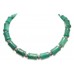 Necklace 925 Sterling Silver beads green onyx stones P 334